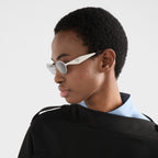 Prada Women Irregular Frame Silver Sunglasses