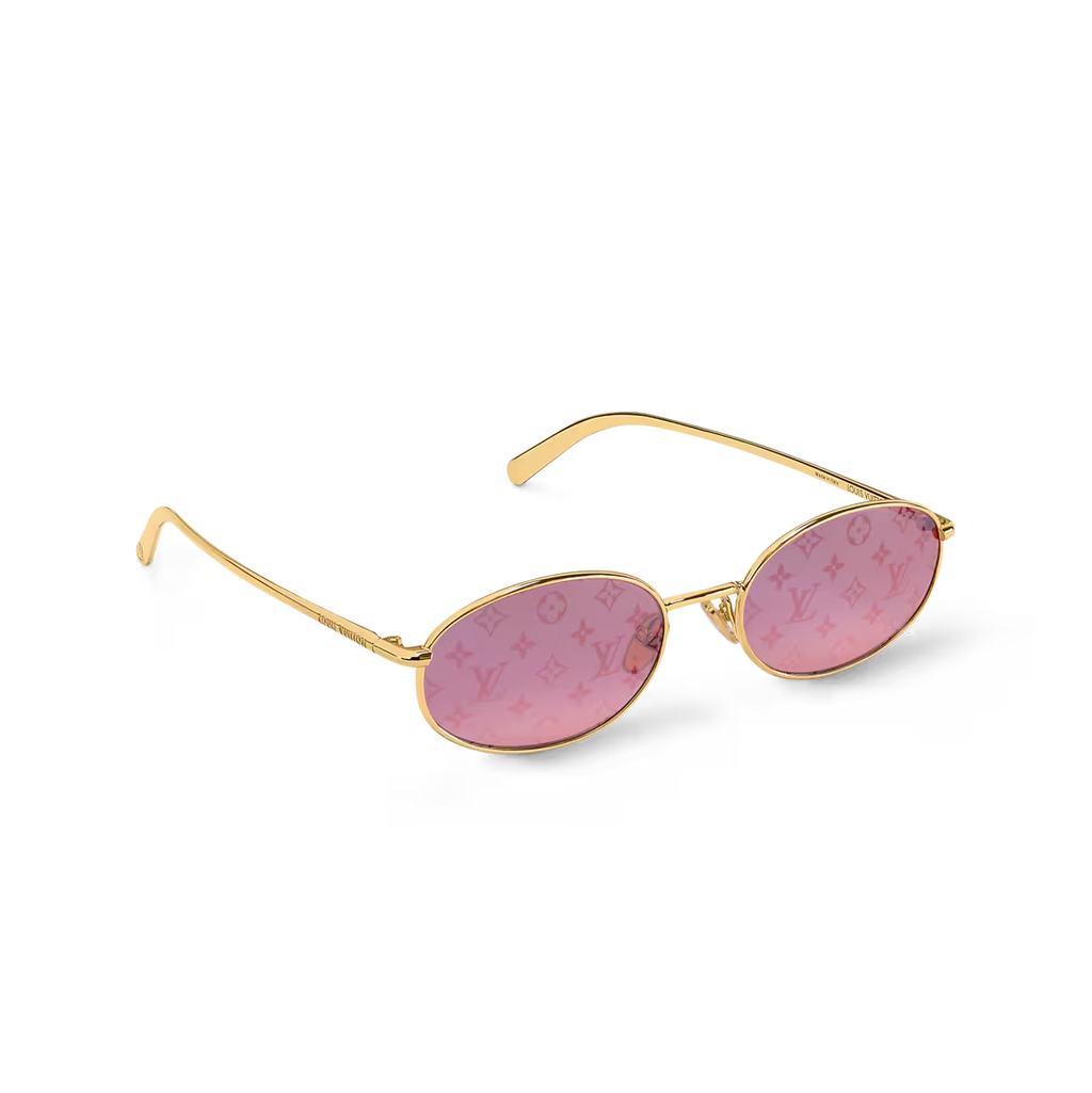 Louis Vuitton Women Oval Frame Gold Sunglasses