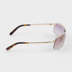 Prada Women Wraparound Frame Pale Gold Sunglasses