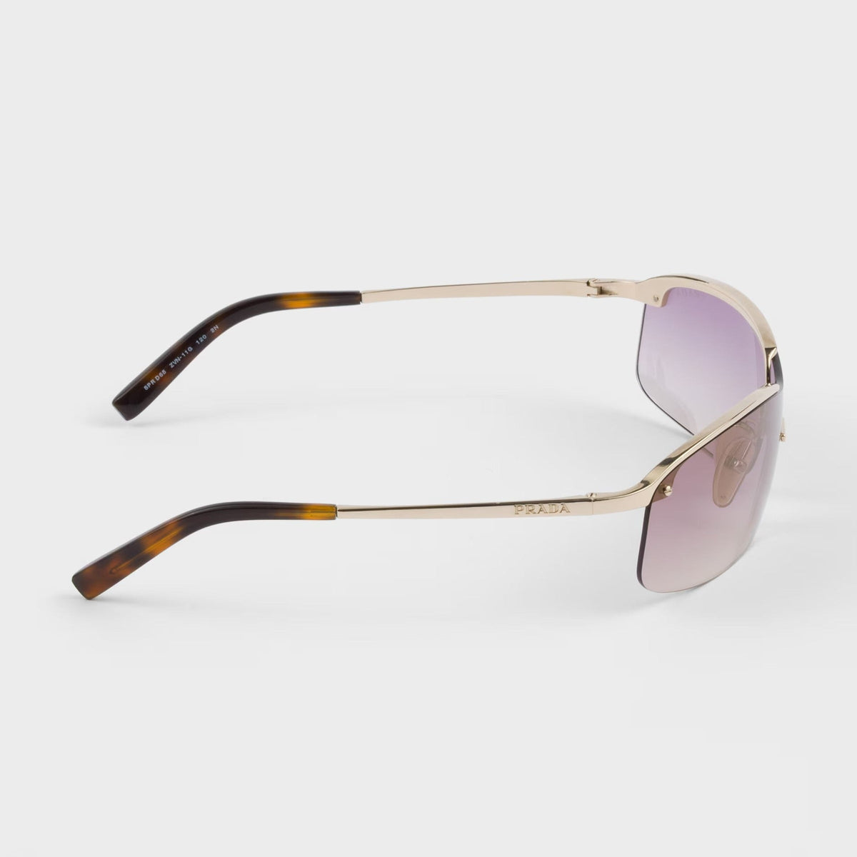 Prada Women Wraparound Frame Pale Gold Sunglasses