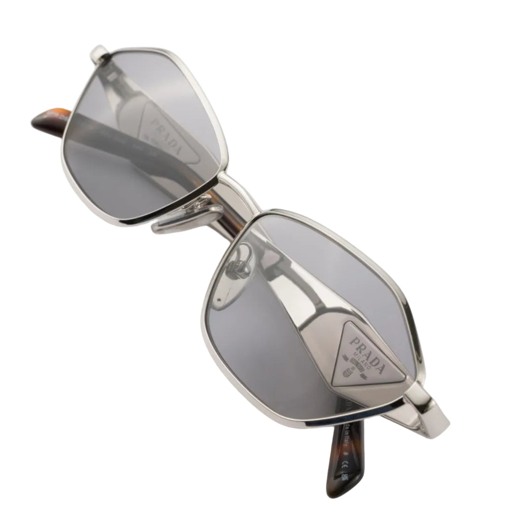Prada Women Irregular Frame Silver Sunglasses