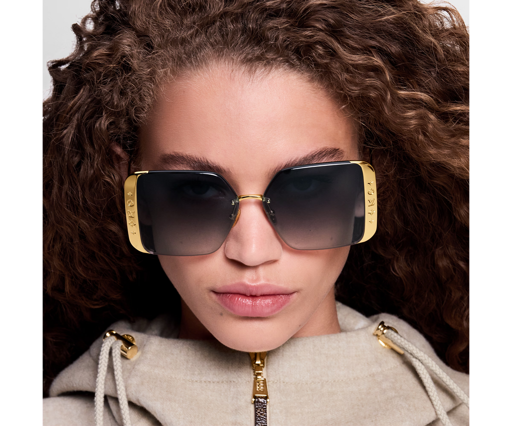Louis Vuitton Women Square Frame Satin Gold Sunglasses