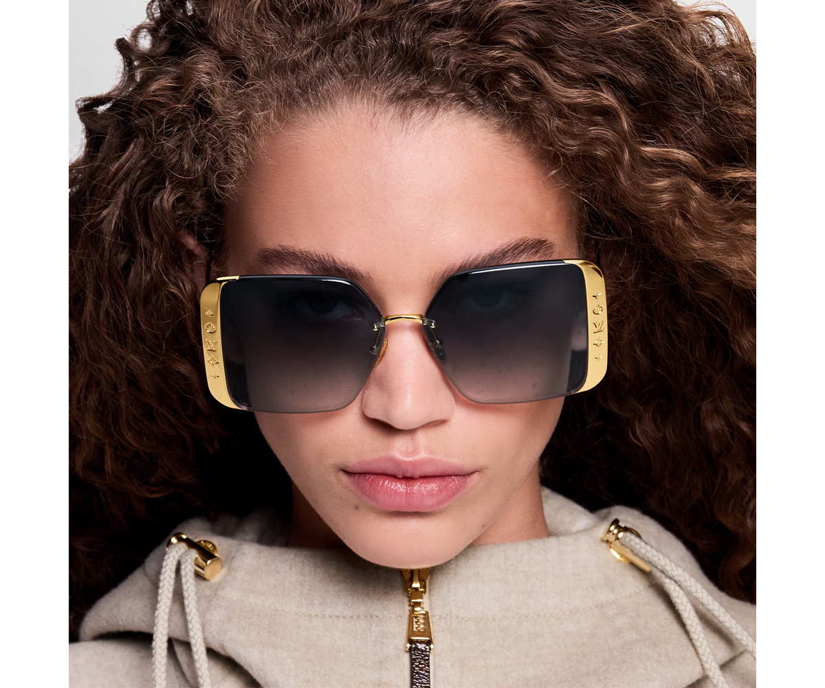 Louis Vuitton Women Square Frame Satin Gold Sunglasses