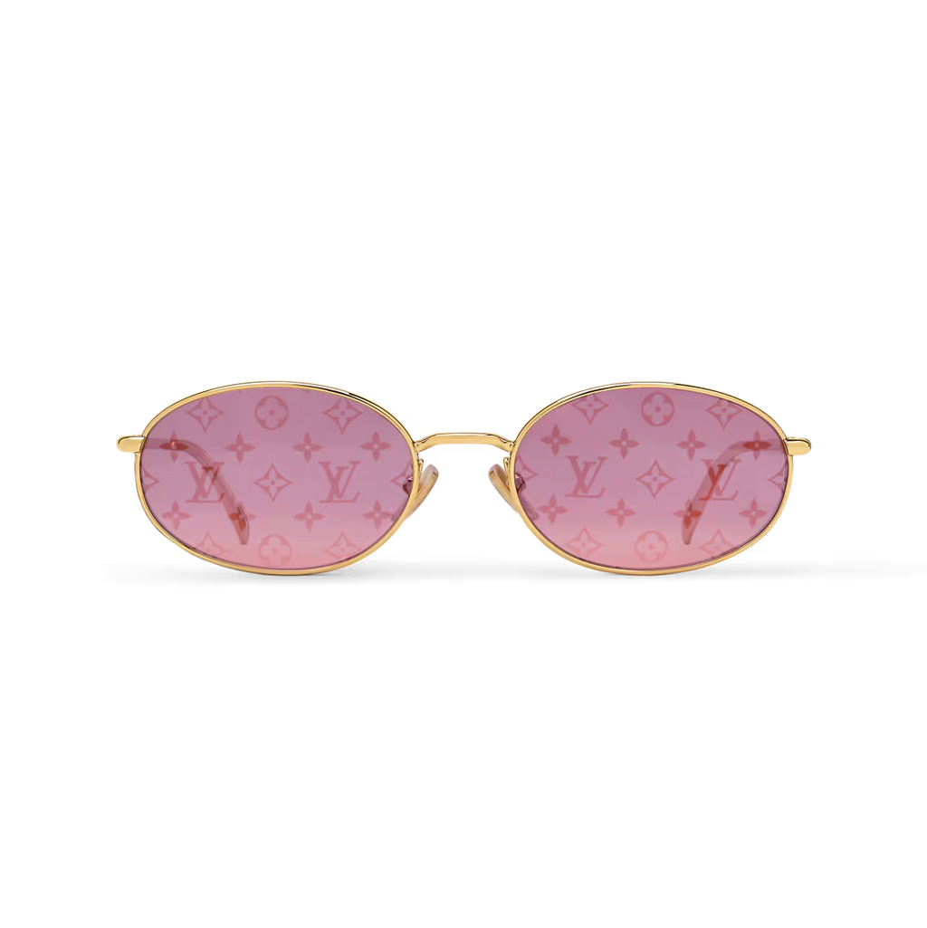 Louis Vuitton Women Oval Frame Gold Sunglasses