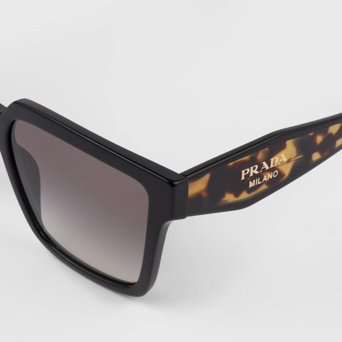 Prada Women Rectangular Frame Faded Black Sunglasses