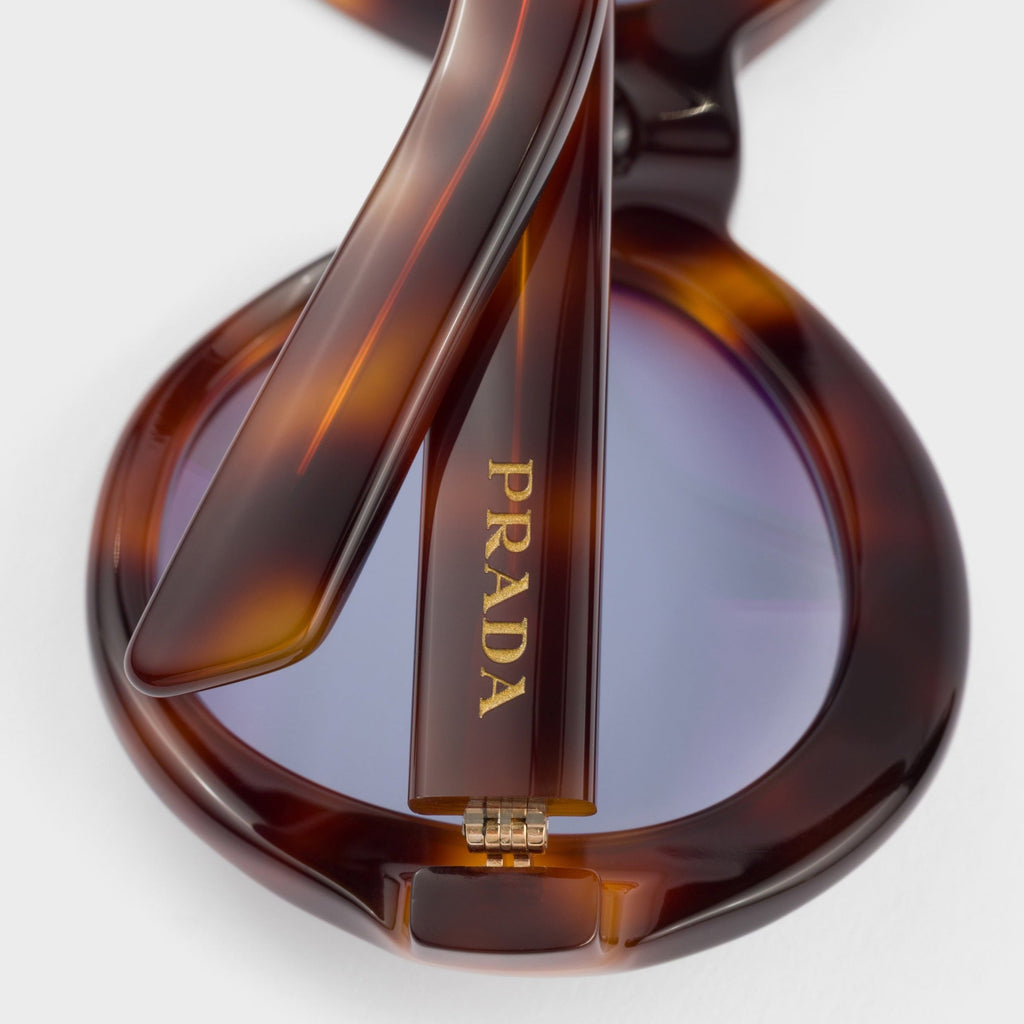 Prada Women Round Frame Sepia Brown Sunglasses
