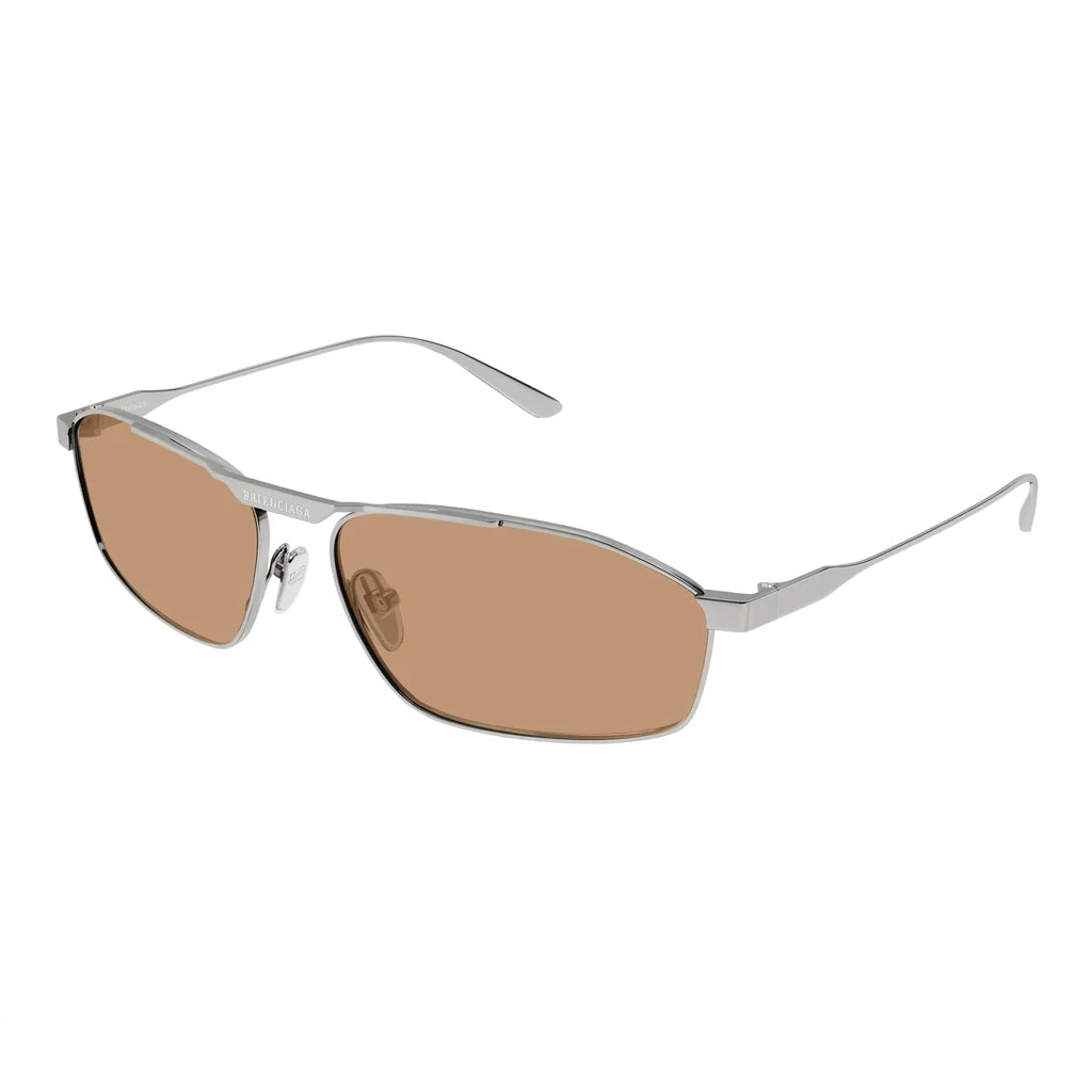 Balenciaga Men BB0416S 006 Ruthenium / Brown Geometric Metal Sunglasses