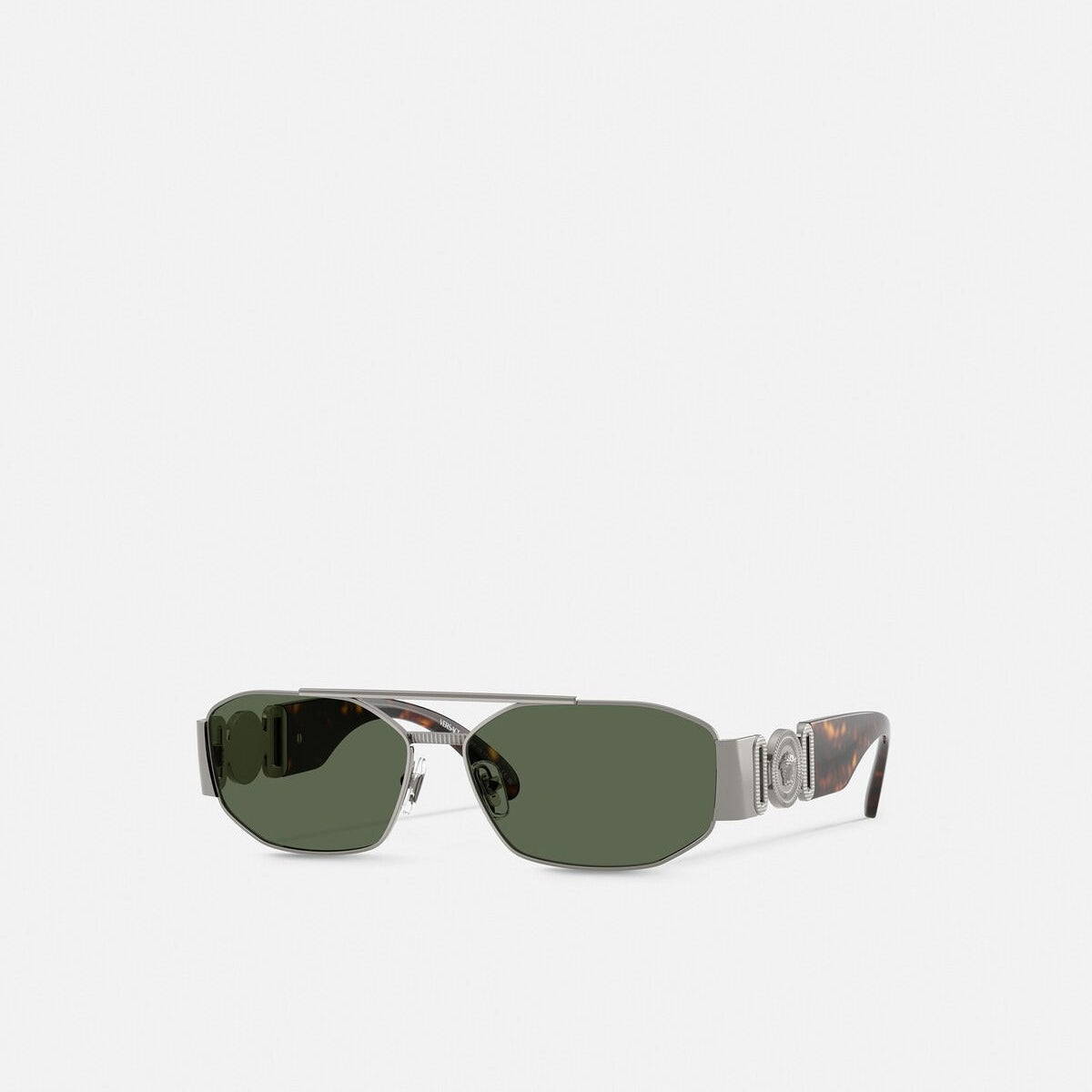 Versace Men Geometric Frame Gun Metal Sunglasses