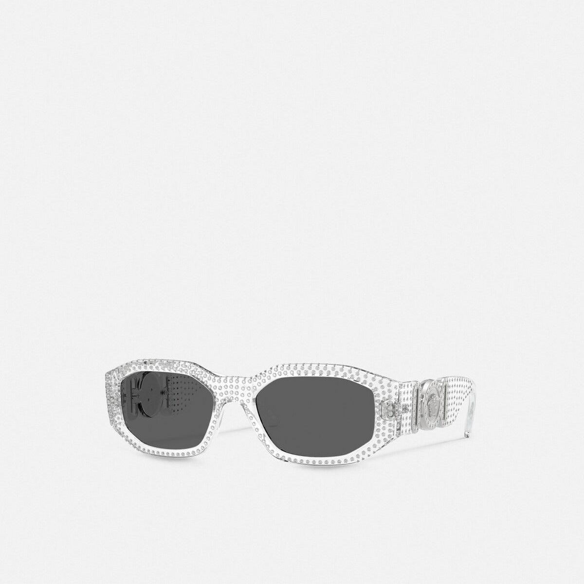 Versace Men Rectangular Frame Crystal Sunglasses