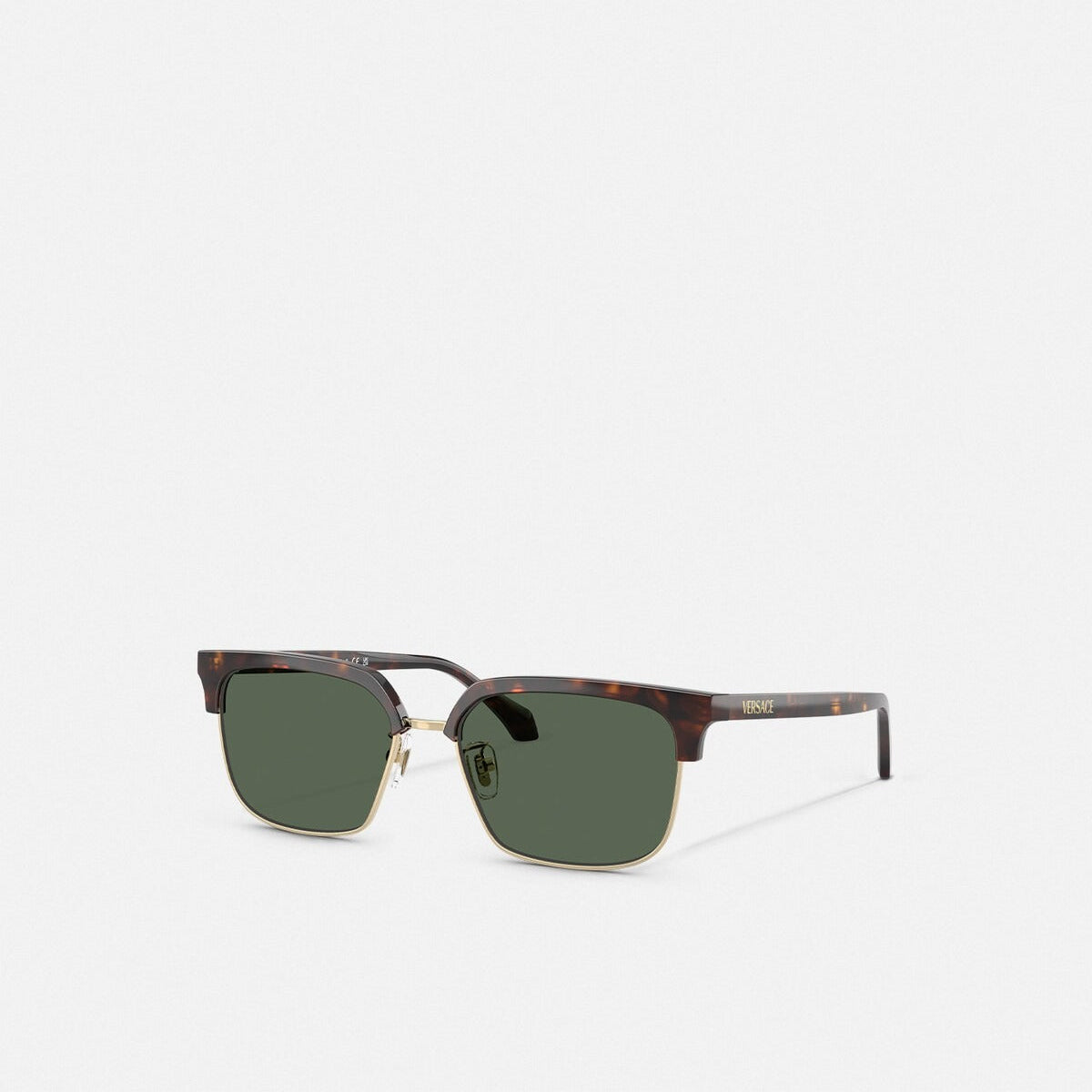 Versace Men Sqaure Frame Dark Havana Sunglasses