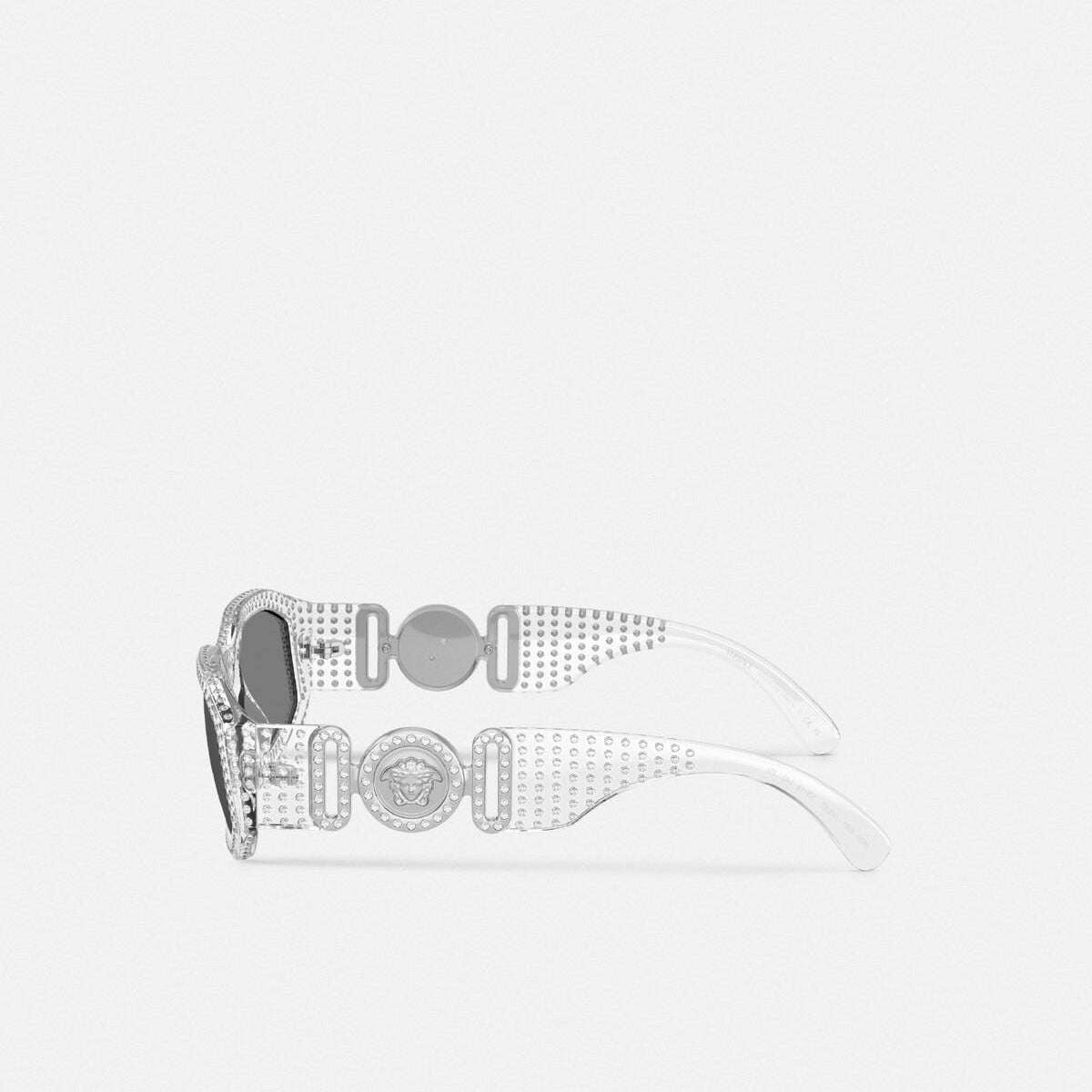 Versace Men Rectangular Frame Crystal Sunglasses