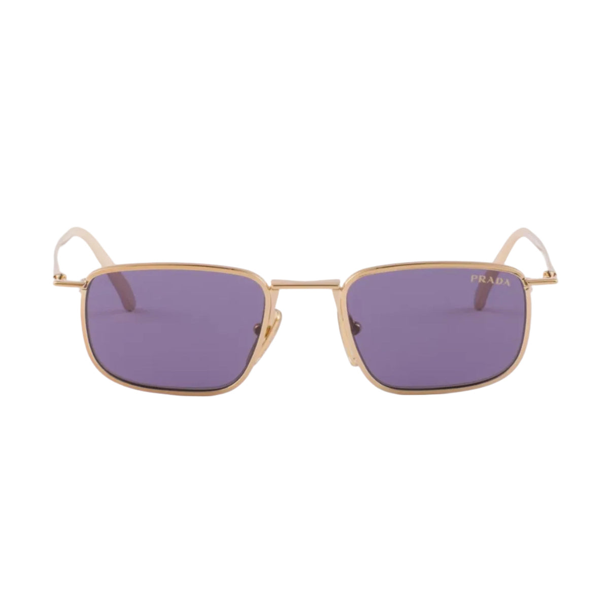 Prada Men Rectangular Frame Brass Sunglasses