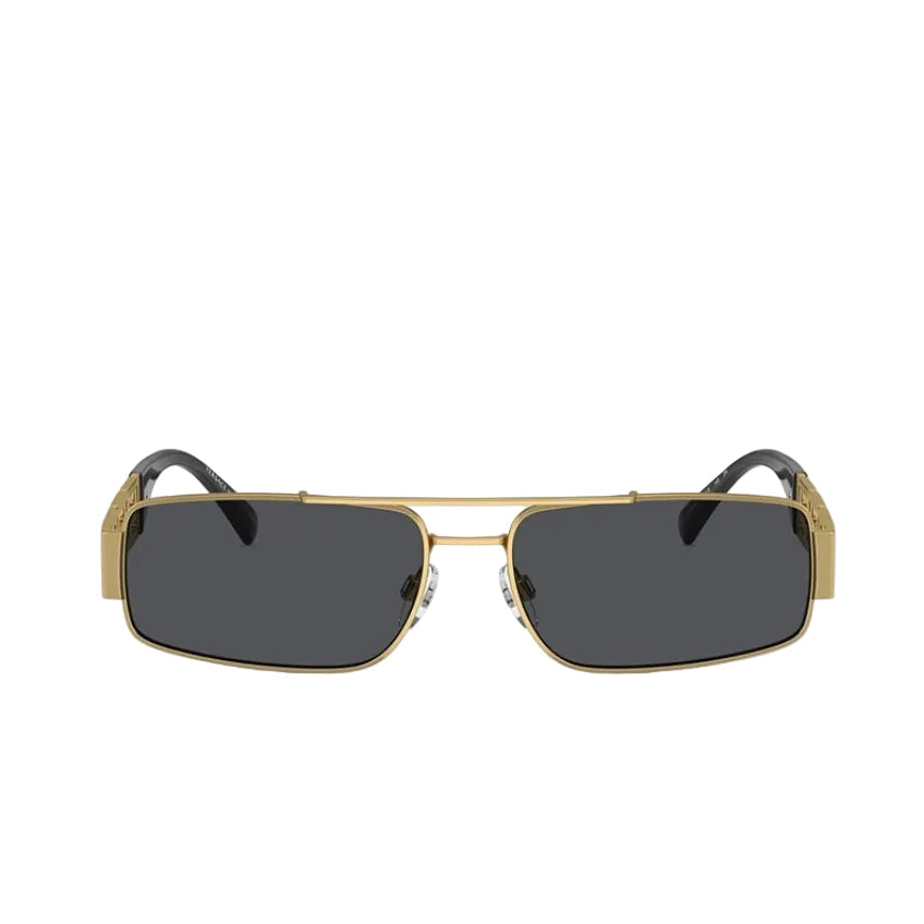 Versace Men Rectangular Frame Natural Gold Sunglasses