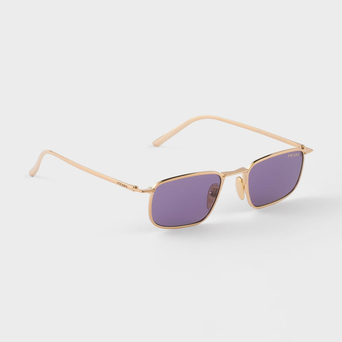 Prada Men Rectangular Frame Brass Sunglasses