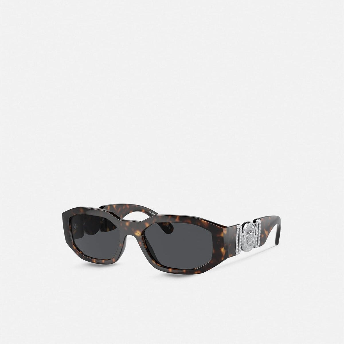 Versace Men Rectangular Frame Havana Sunglasses