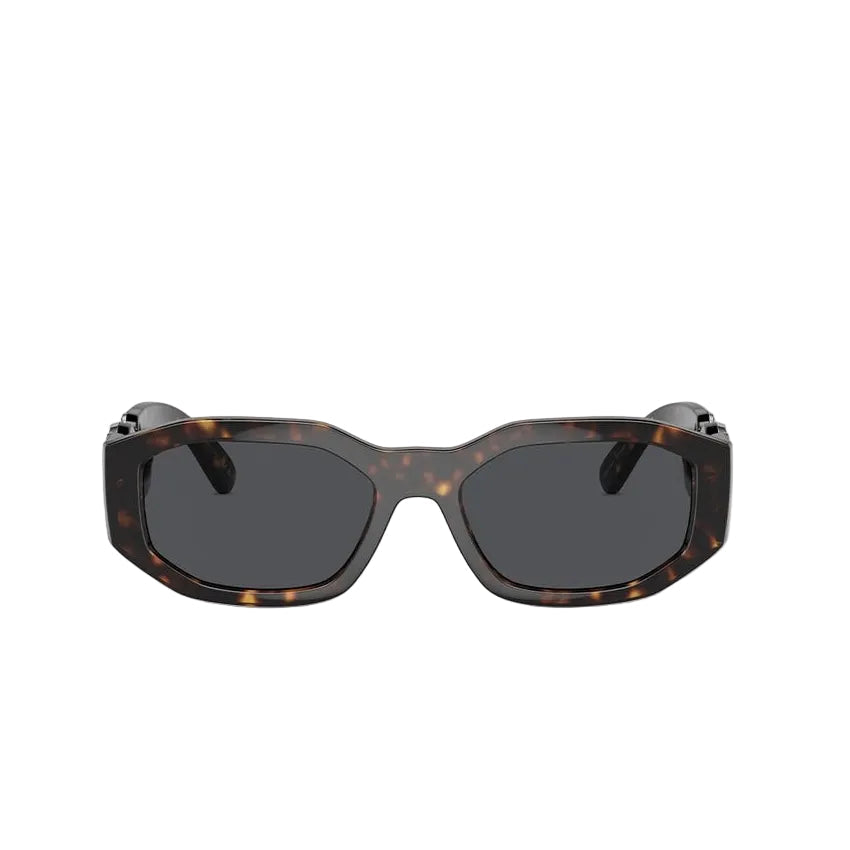 Versace Men Rectangular Frame Havana Sunglasses