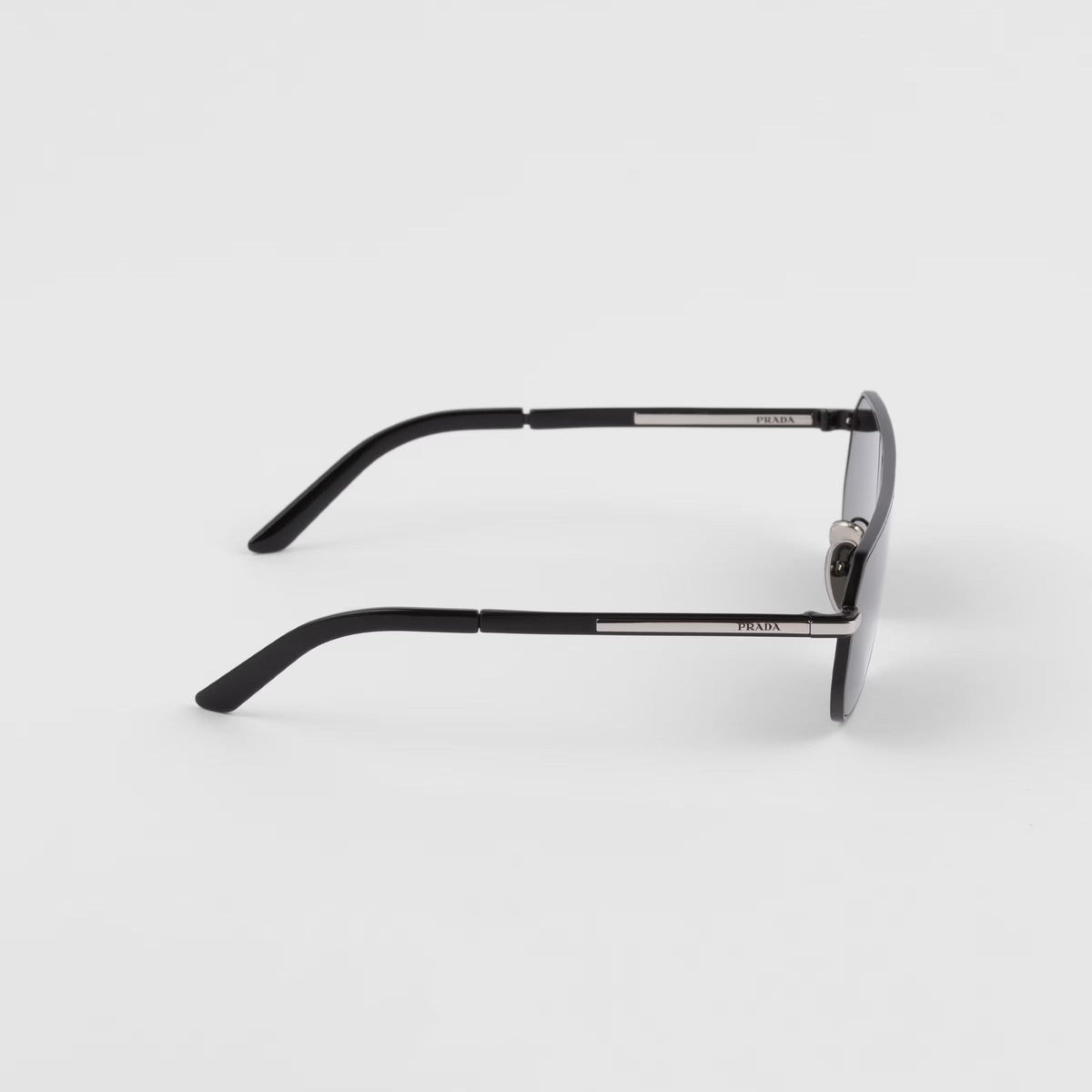 Prada Men Geometric Frame Opaque Black Sunglasses