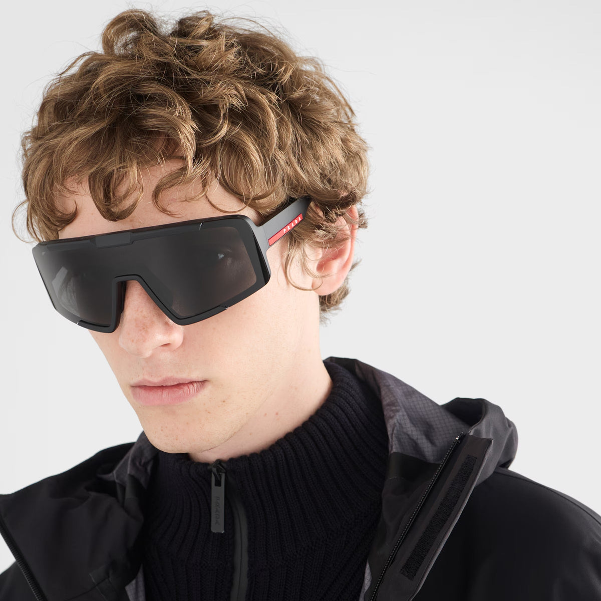 Prada Men Mask Frame Black Sunglasses