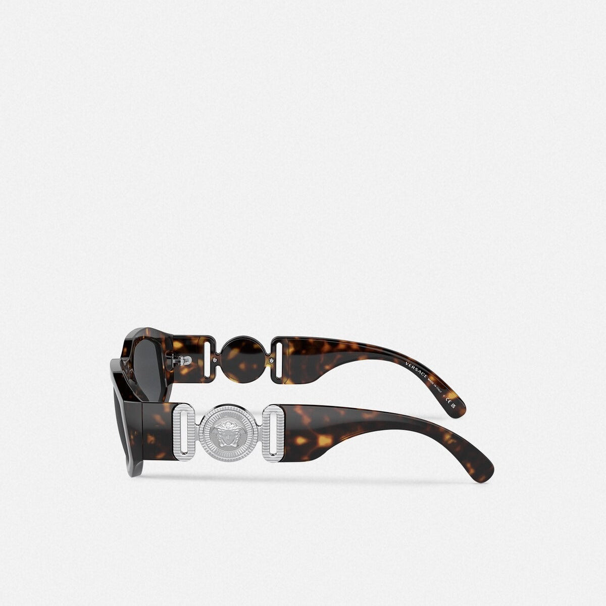 Versace Men Rectangular Frame Havana Sunglasses