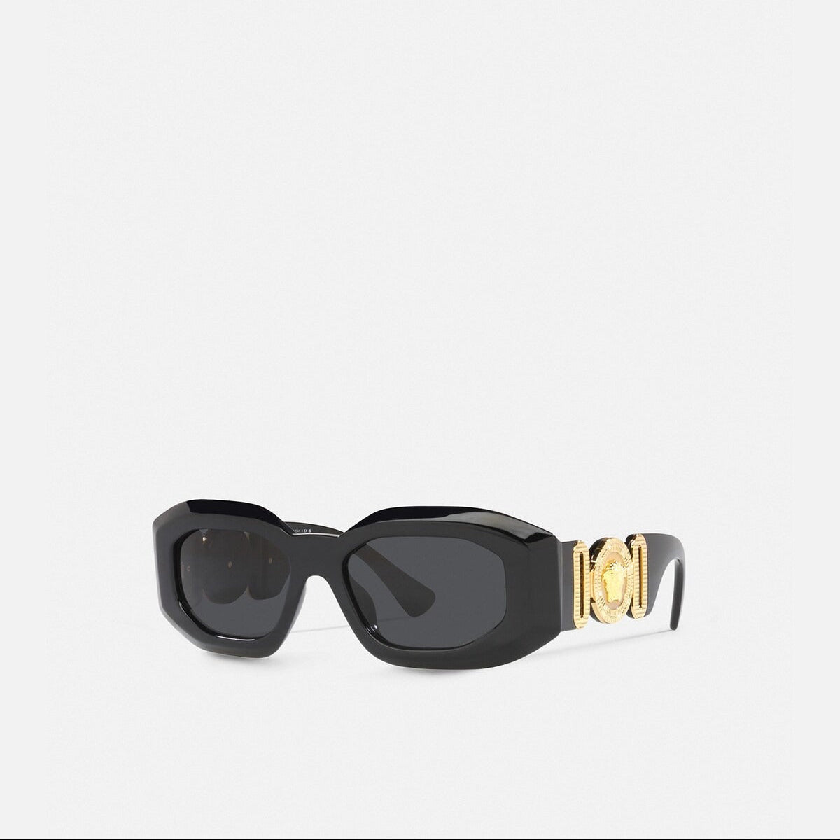 Versace Men Irragular Frame Shiny Deep Black Sunglasses