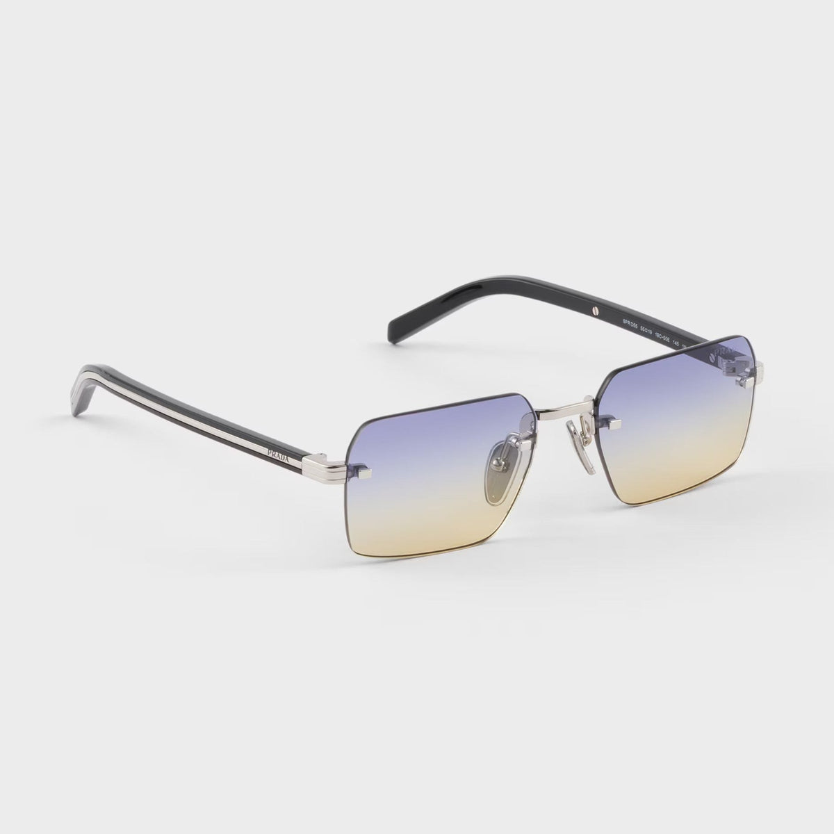 Prada Men Rimless Frame Silver Sunglasses