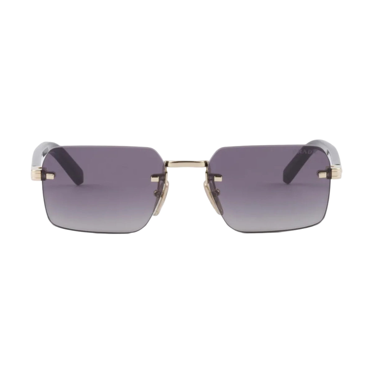 Prada Men Rectangular Frame Pale Gold Sunglasses