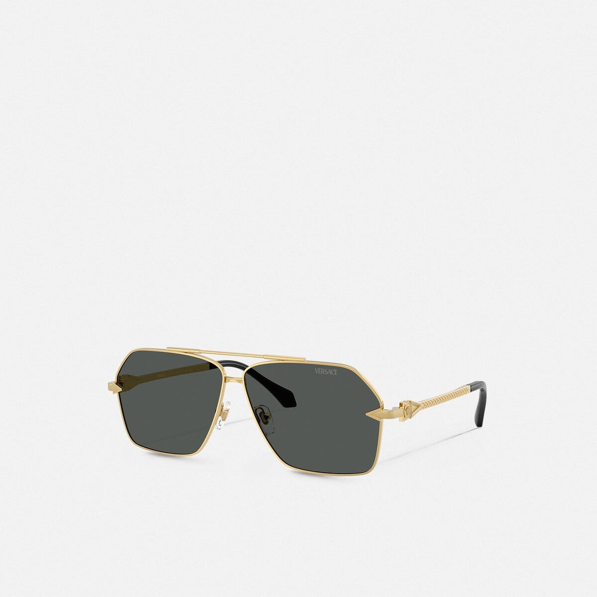 Versace Men Geometric Frame Shiny Gold Sunglasses