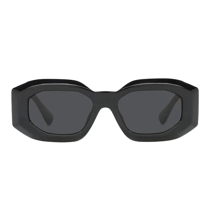 Versace Men Irragular Frame Shiny Deep Black Sunglasses