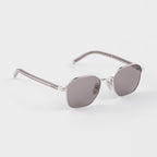 Prada Men Rectangular Frame Shiny Metallic Silver Sunglasses