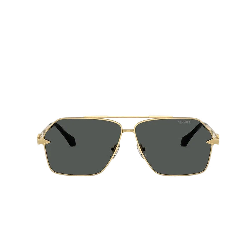 Versace Men Geometric Frame Shiny Gold Sunglasses