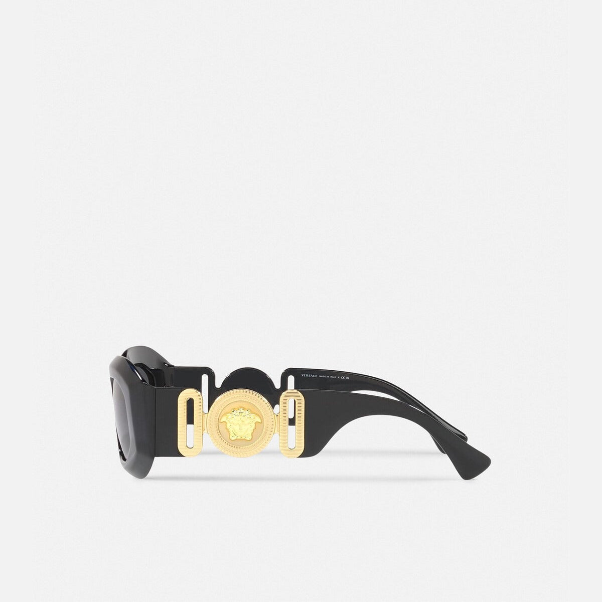 Versace Men Irragular Frame Shiny Deep Black Sunglasses