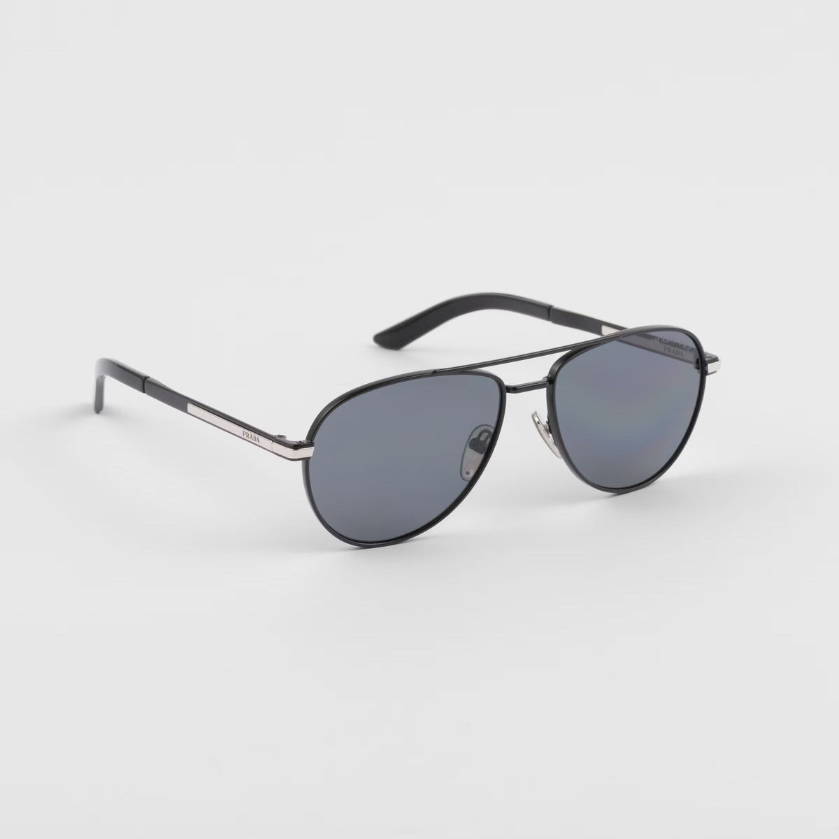 Prada Men Aviator Frame Opaque Black Sunglasses