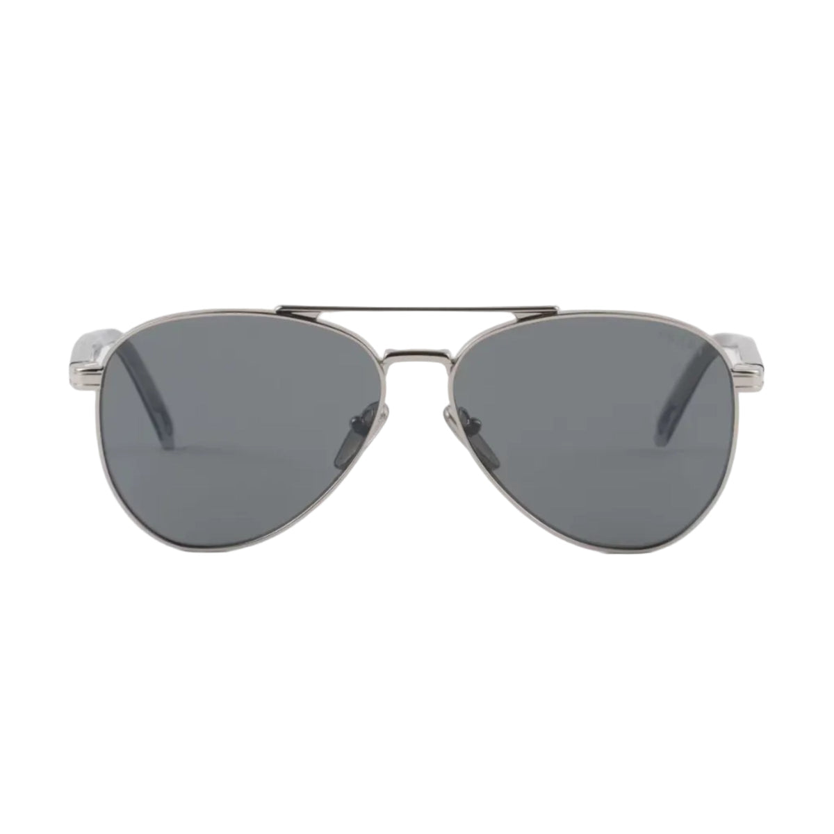 Prada Men Aviator Frame Shiny Silver Sunglasses