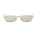 Prada Men Rectangular Frame Shiny Silver Sunglasses