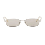 Prada Men Rectangular Frame Shiny Silver Sunglasses