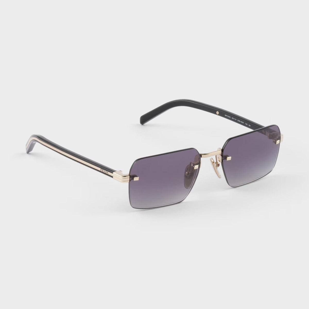 Prada Men Rectangular Frame Pale Gold Sunglasses