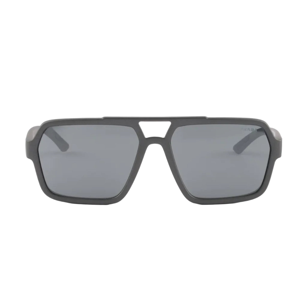 Prada Men Rectangular Frame Matte Metallic Gray Sunglasses