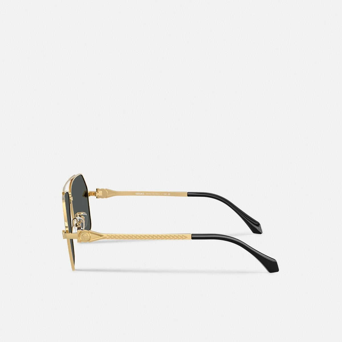 Versace Men Geometric Frame Shiny Gold Sunglasses