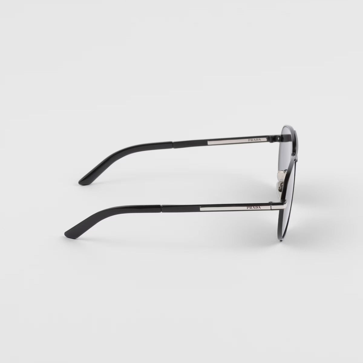 Prada Men Aviator Frame Opaque Black Sunglasses