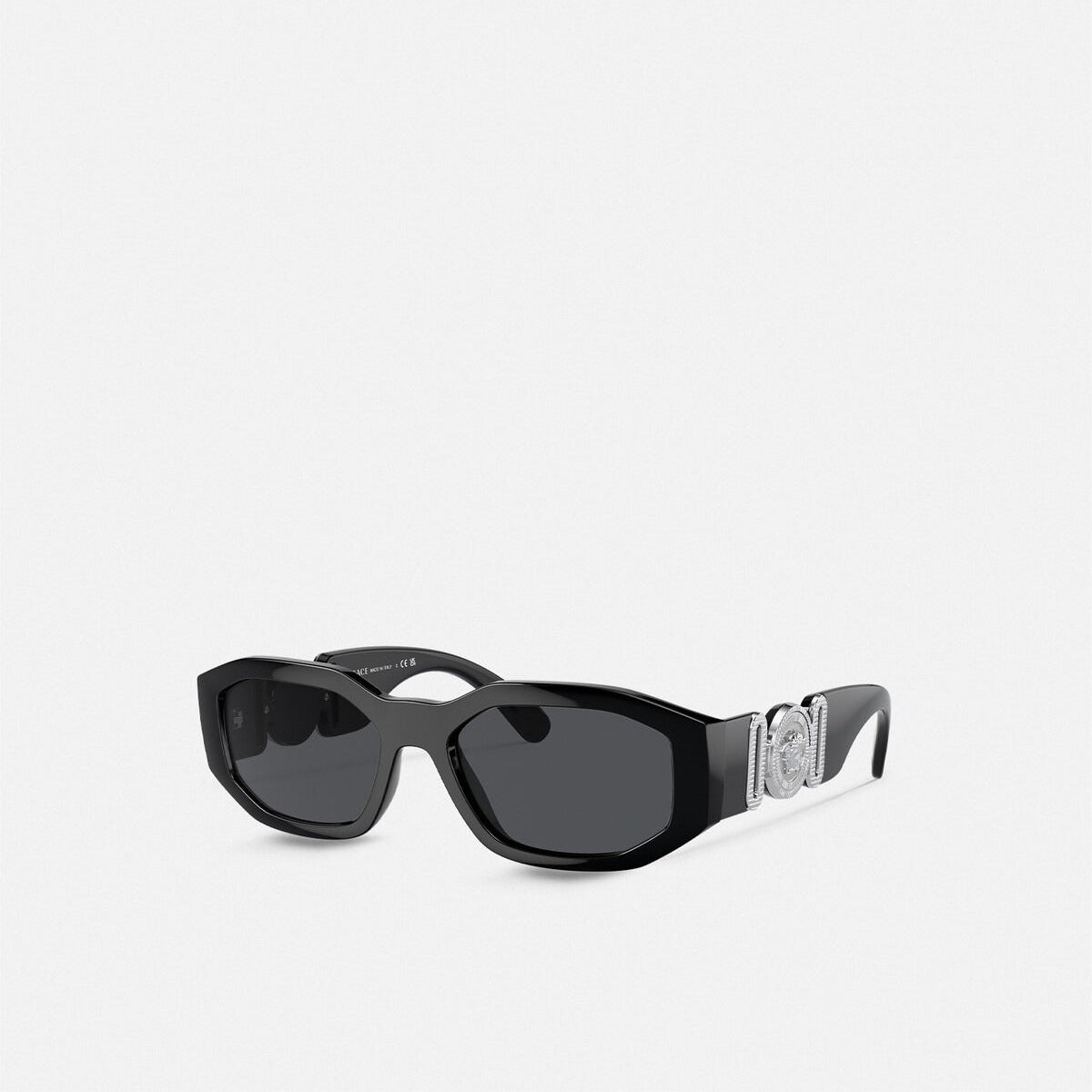 Versace Men Rectangular Frame Shiny Natural Black Sunglasses