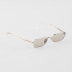 Prada Men Rectangular Frame Shiny Silver Sunglasses