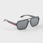 Prada Men Rectangular Frame Matte Metallic Gray Sunglasses