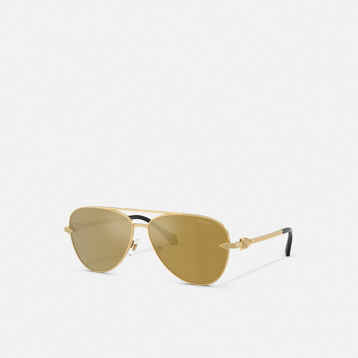Versace Men Pilot Frame Shiny Gold Sunglasses