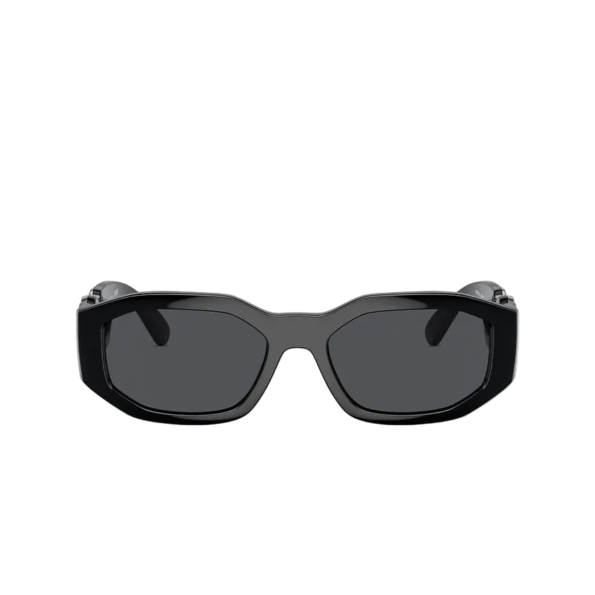 Versace Men Rectangular Frame Shiny Natural Black Sunglasses