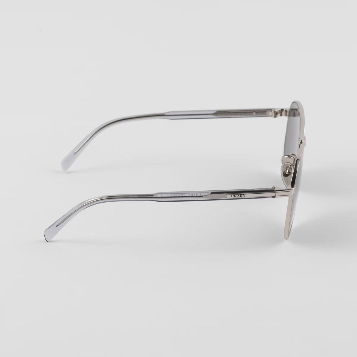 Prada Men Aviator Frame Shiny Silver Sunglasses