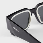 Prada Men Sqaure Frame Deep Black Sunglasses