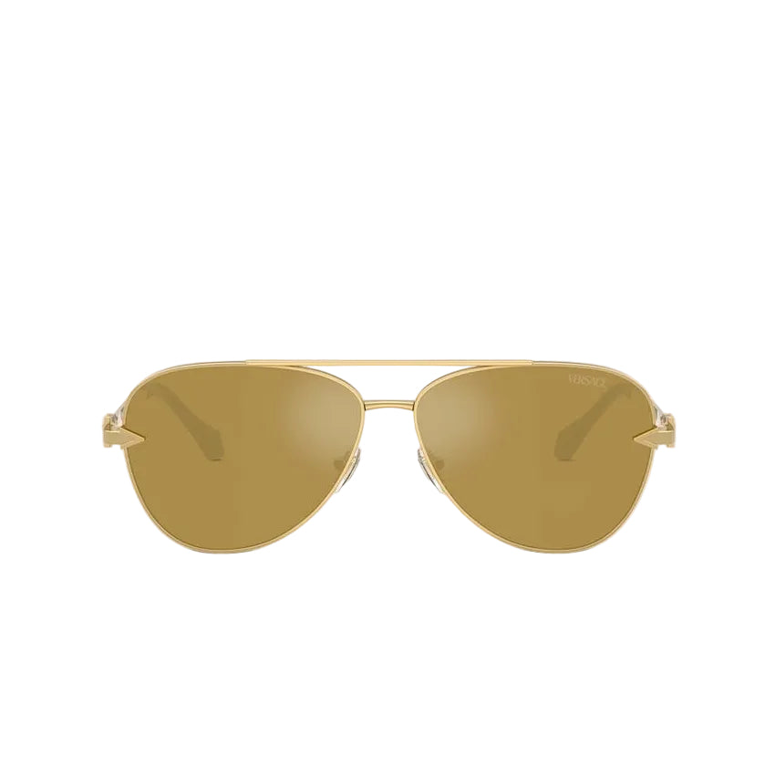 Versace Men Pilot Frame Shiny Gold Sunglasses