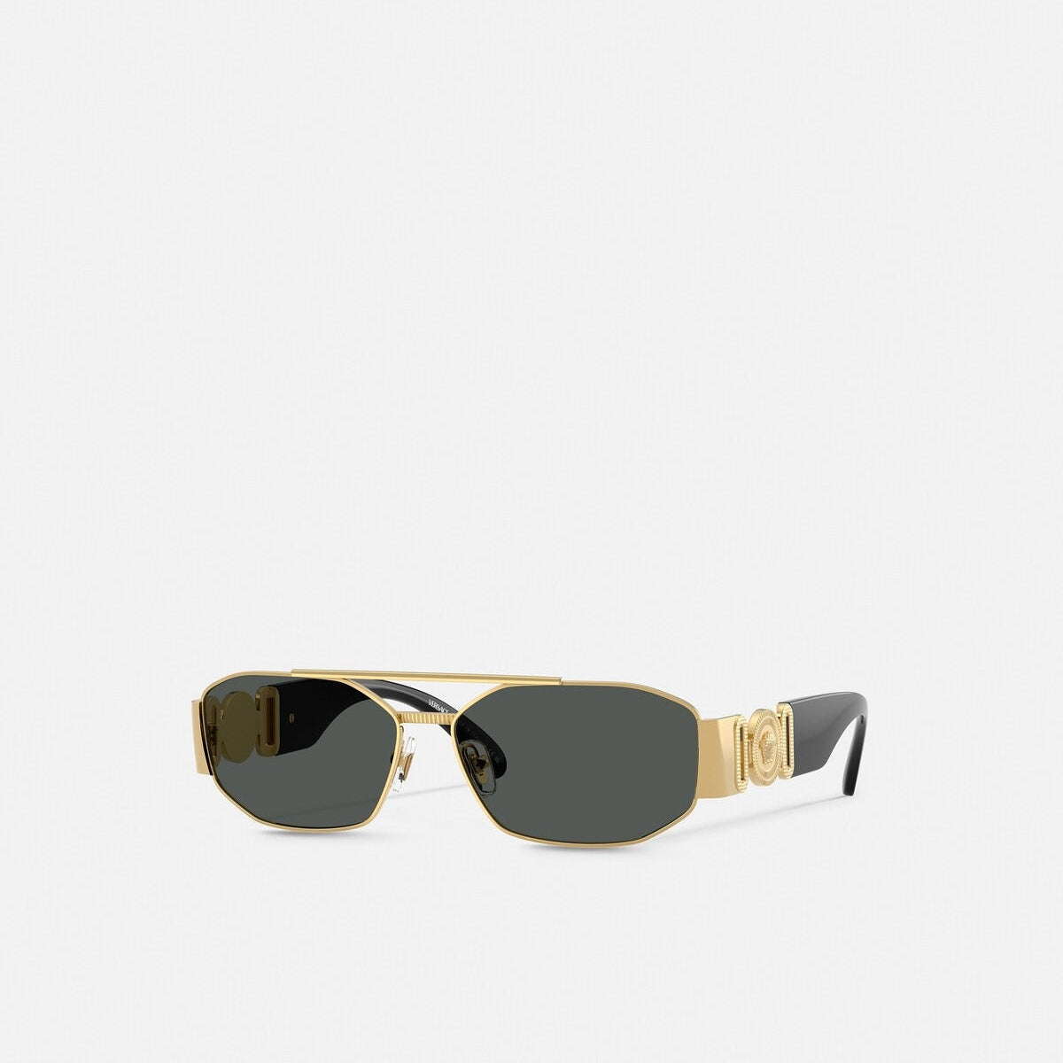 Versace Men Geometric Frame Metallic Gold Sunglasses