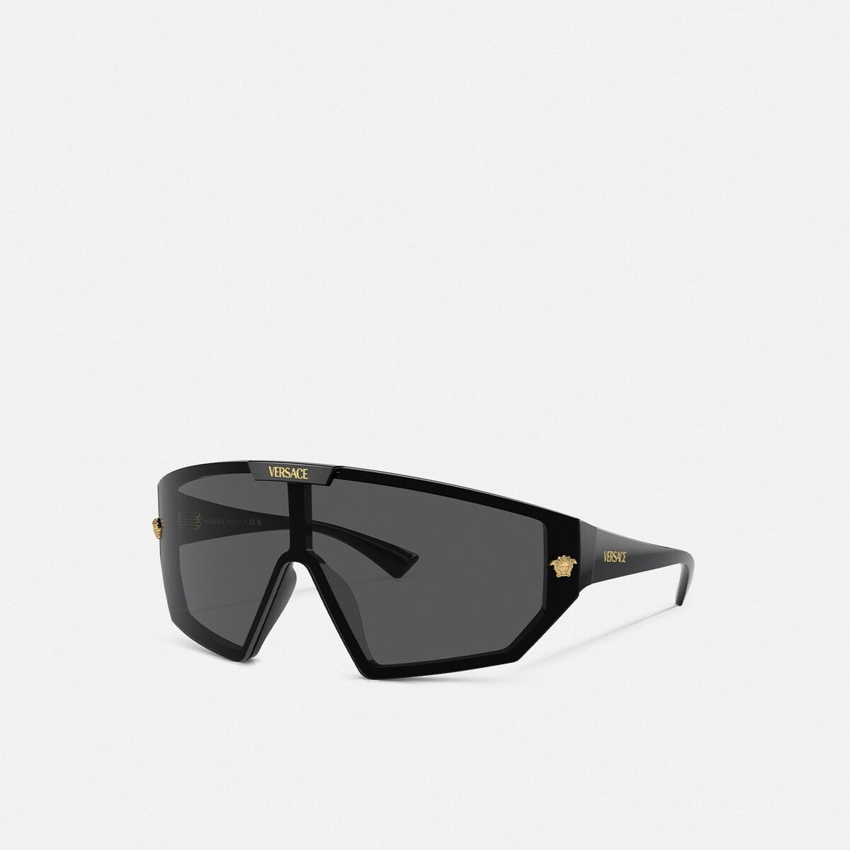 Versace Men Mask Frame Shiny Black Sunglasses