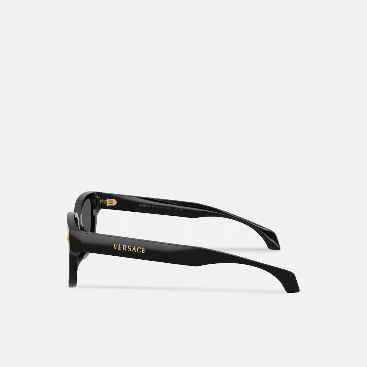Versace Men Rectangular Frame Shiny Dusty Black Sunglasses